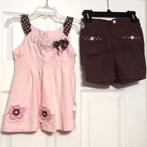 Kid’s Headquarters cotton Girl’s Spring set polka dot pink tank top & shorts 6
